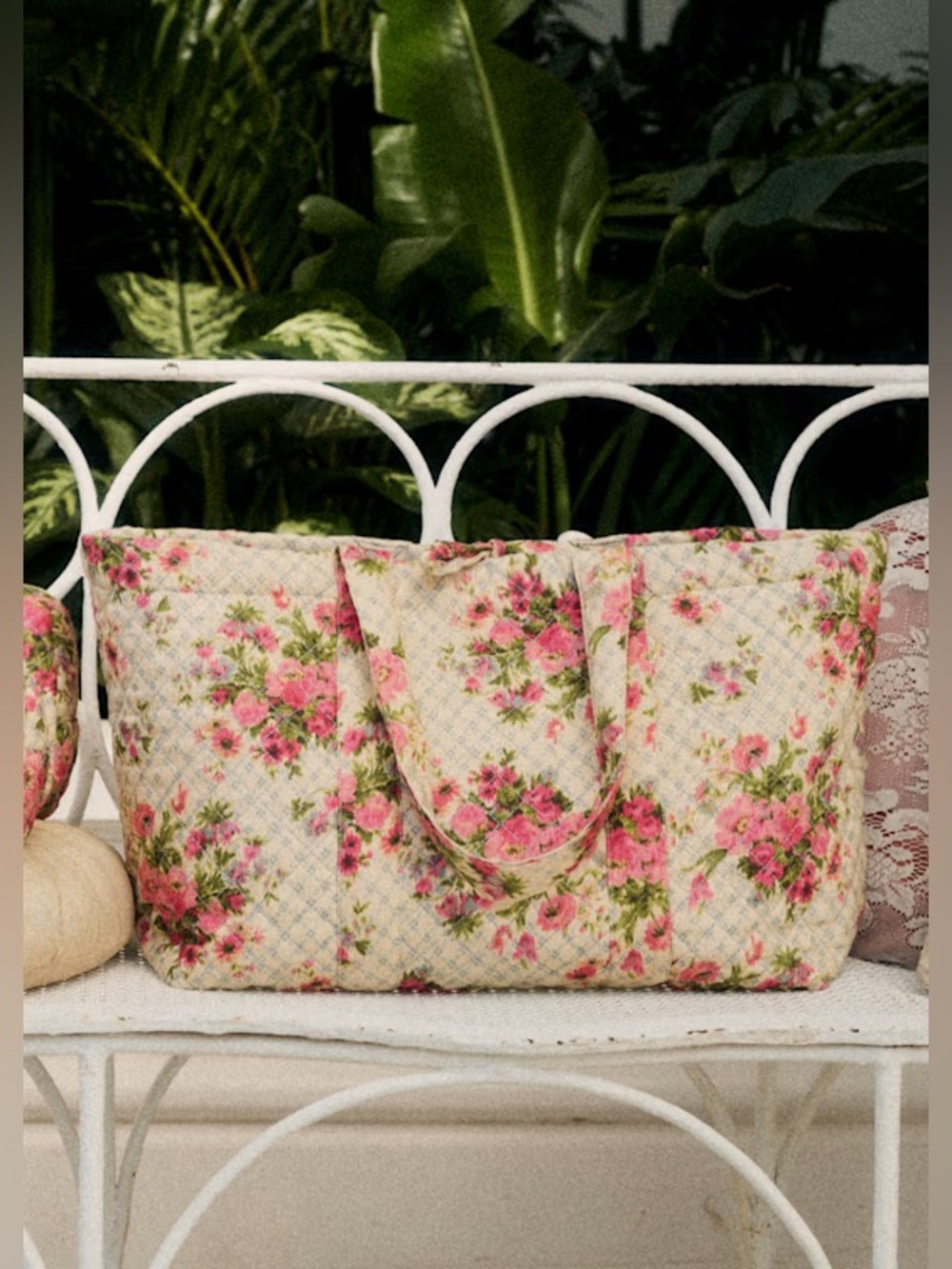 LINEN QUILTED PADDED LARGE SHOPPER BAG - SÉZANE X ANDION